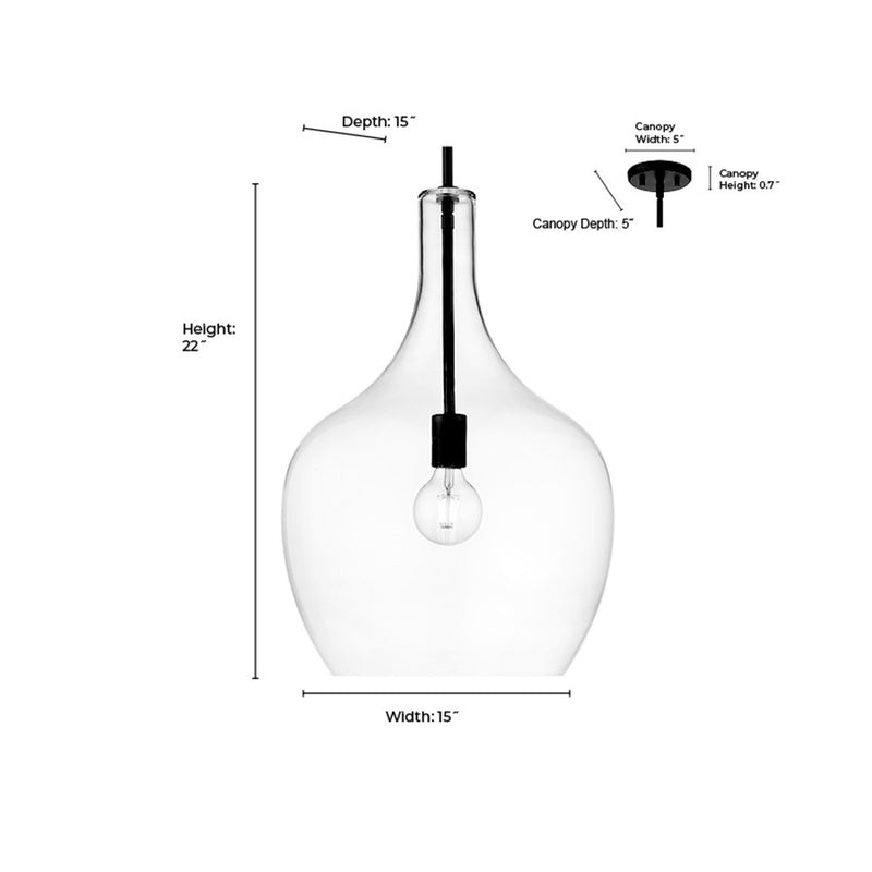 Millennium Lighting Lamara 1Lt 22" Pendant, Black