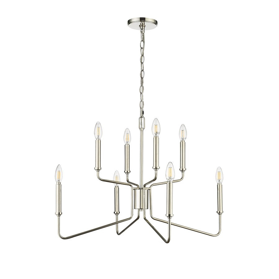 Millennium Lighting Raven 8 Light Chandelier, Polished Nickel - 29008-PN
