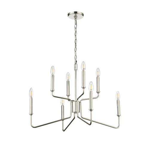 Millennium Lighting Raven 8 Light Chandelier, Polished Nickel