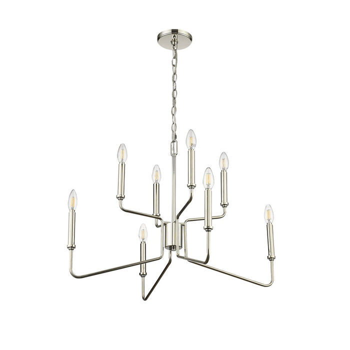 Millennium Lighting Raven 8 Light Chandelier, Polished Nickel