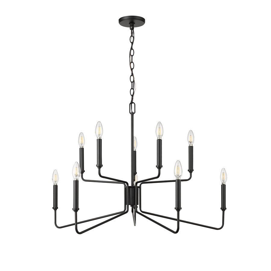 Millennium Lighting Raven 10 Light Chandelier, Matte Black - 29010-MB