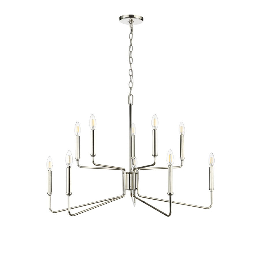 Millennium Lighting Raven 10Lt Chandelier, Polished Nickel - 29010-PN