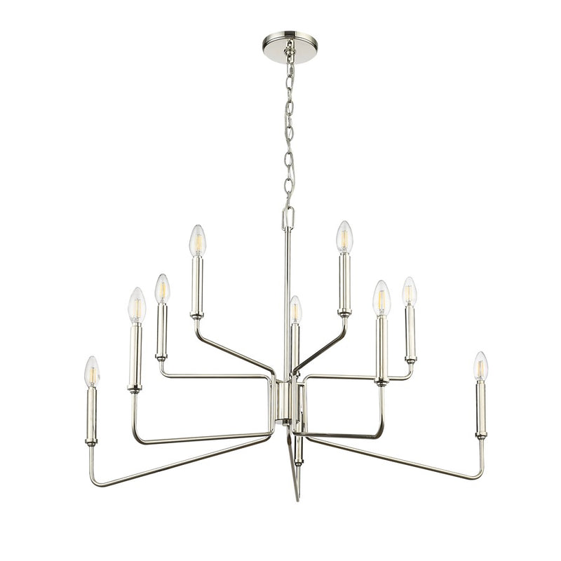 Millennium Lighting Raven 10Lt Chandelier, Polished Nickel