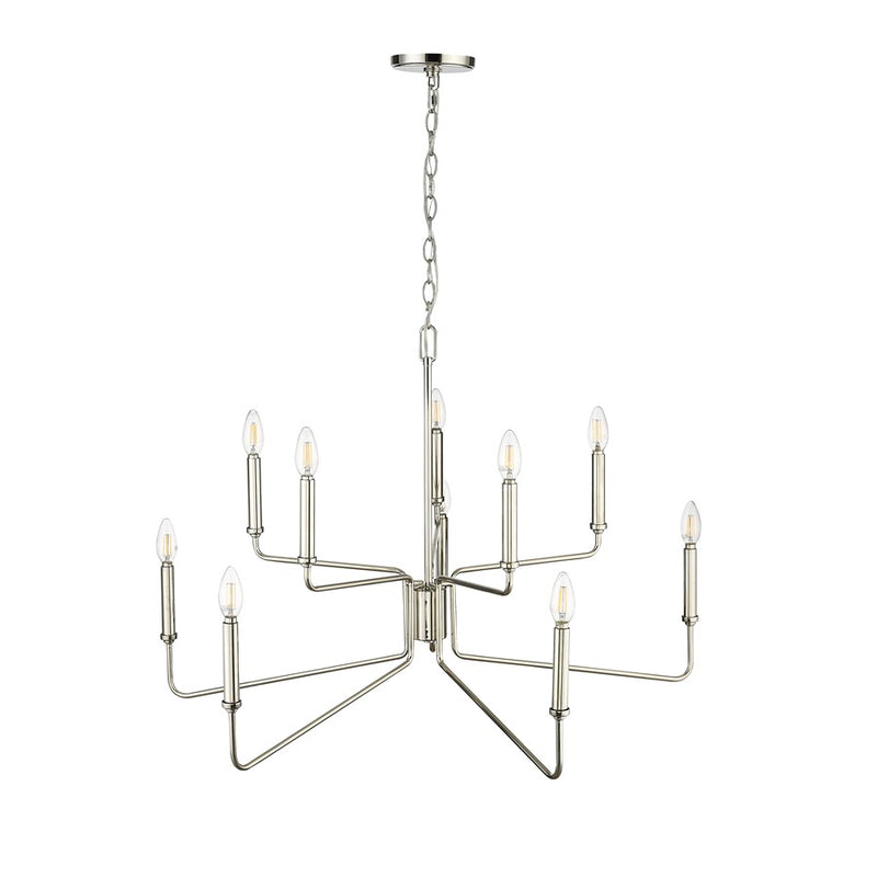 Millennium Lighting Raven 10Lt Chandelier, Polished Nickel