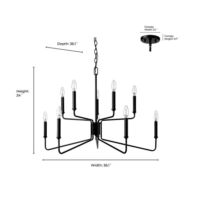 Millennium Lighting Raven 10Lt Chandelier, Polished Nickel
