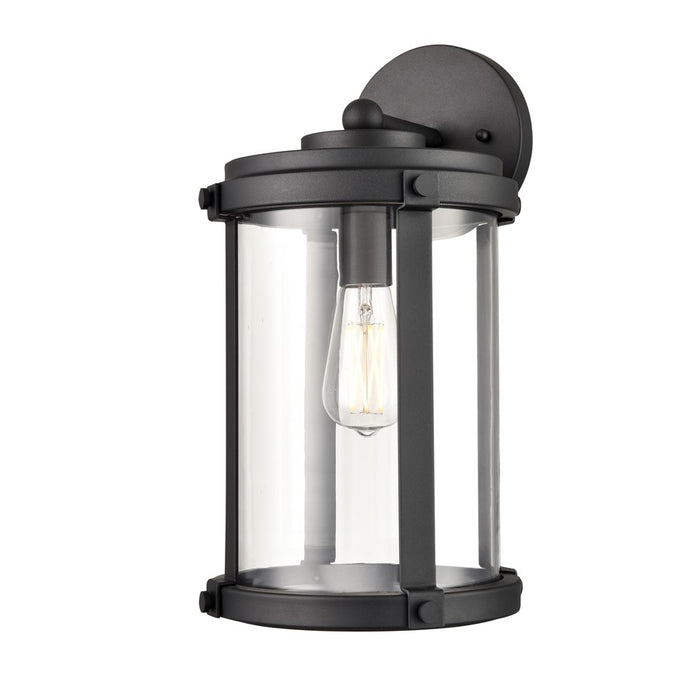 Millennium Pennfield 1Lt 17" Outdoor Wall Sconce, Black/Clear