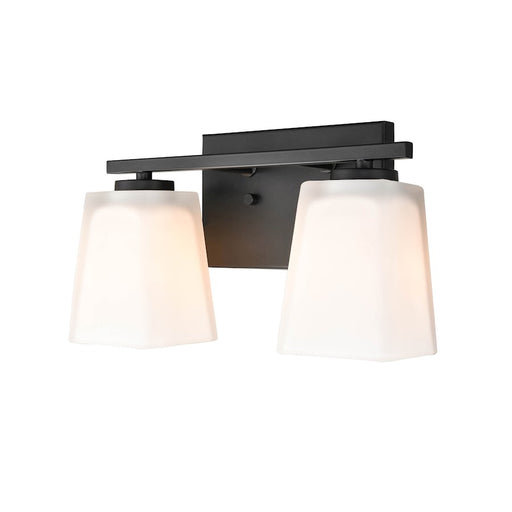 Millennium Lighting 2 Light Vanity, Matte Black/Etched White