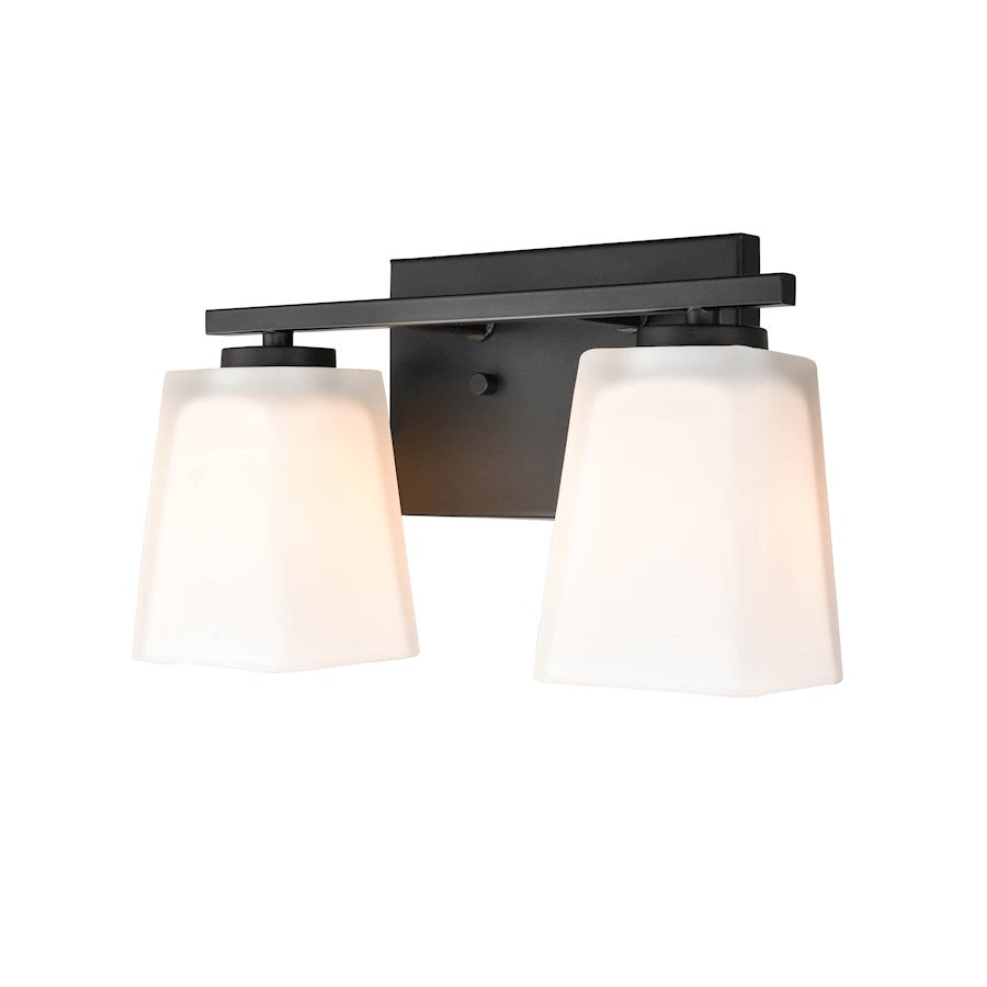 Millennium Lighting 2 Light Vanity, Matte Black/Etched White