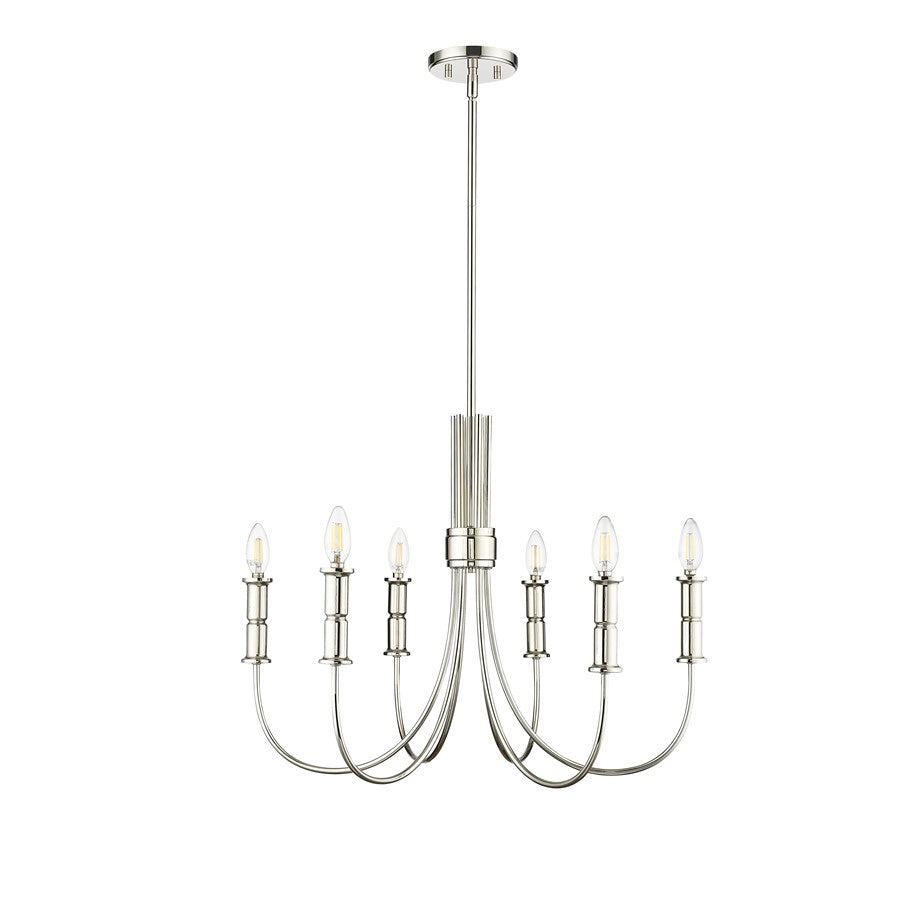 Millennium Lighting Potiss 6Lt Chandelier, Polished Nickel - 29206-PN