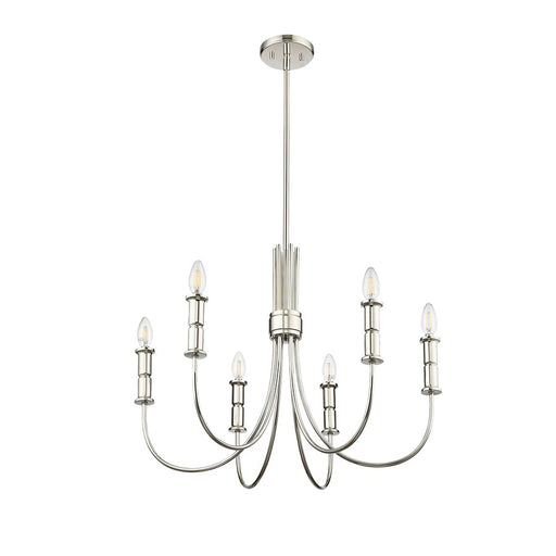 Millennium Lighting Potiss 6Lt Chandelier, Polished Nickel