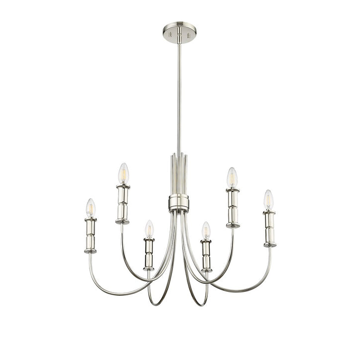Millennium Lighting Potiss 6Lt Chandelier, Polished Nickel
