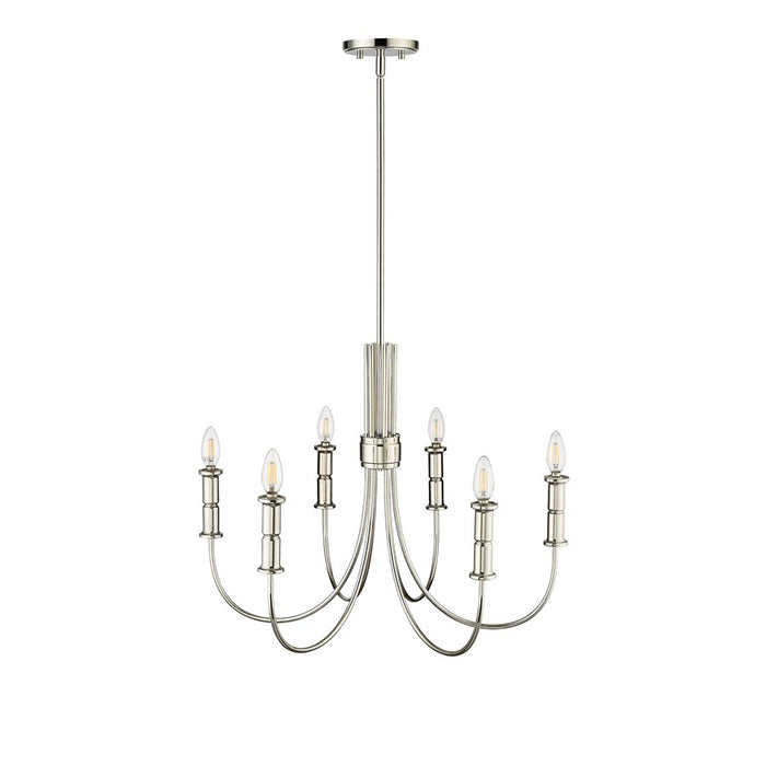 Millennium Lighting Potiss 6Lt Chandelier, Polished Nickel