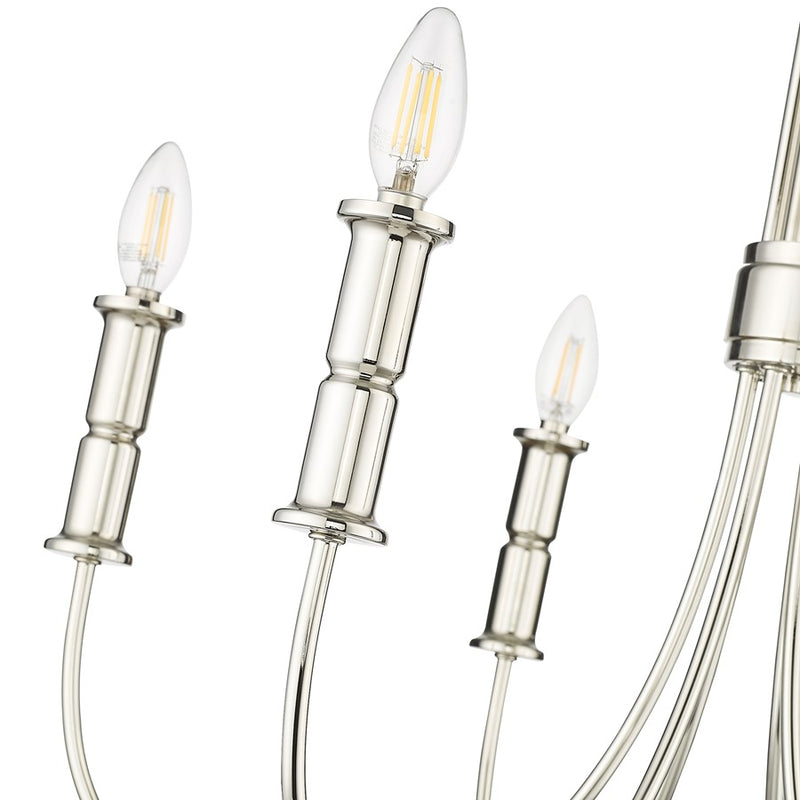 Millennium Lighting Potiss 6Lt Chandelier, Polished Nickel