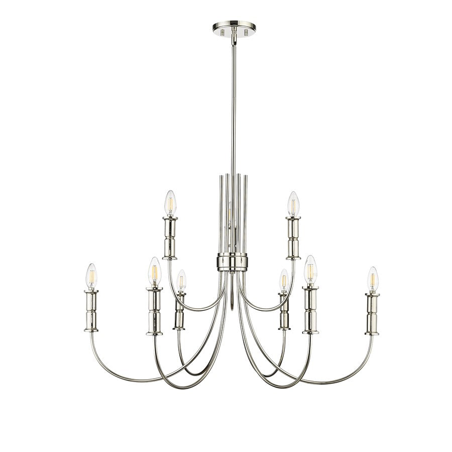Millennium Lighting Potiss 9Lt Chandelier, Polished Nickel - 29209-PN
