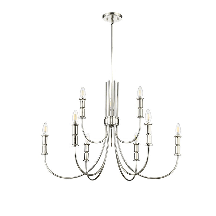 Millennium Lighting Potiss 9Lt Chandelier, Polished Nickel
