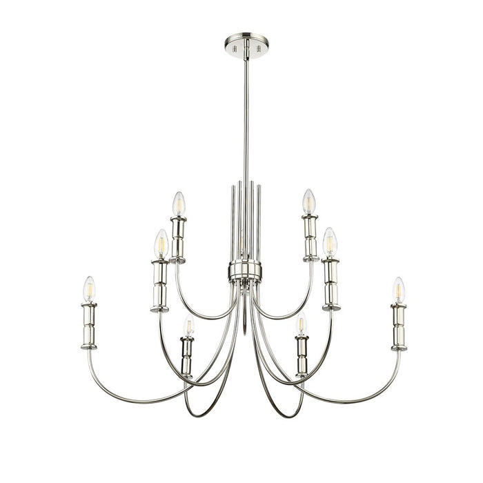 Millennium Lighting Potiss 9Lt Chandelier, Polished Nickel