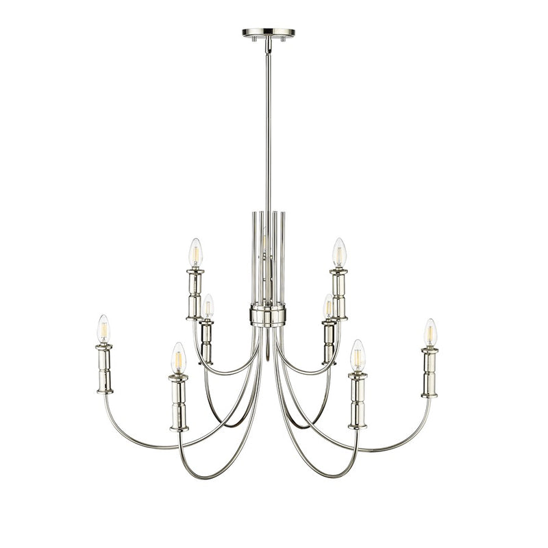 Millennium Lighting Potiss 9Lt Chandelier, Polished Nickel