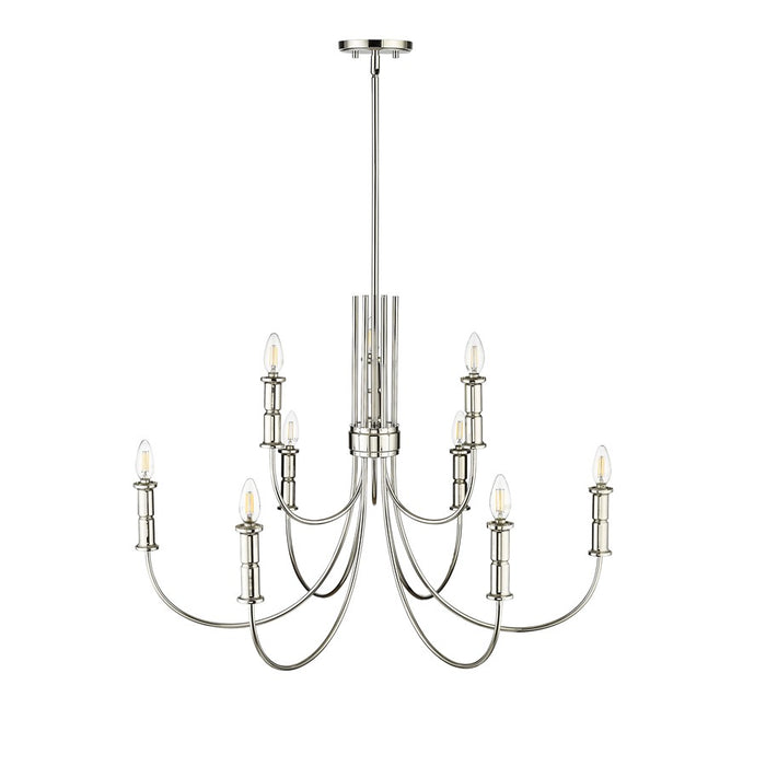 Millennium Lighting Potiss 9Lt Chandelier, Polished Nickel