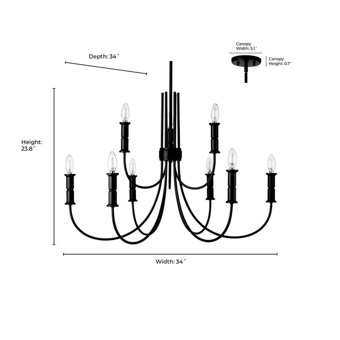 Millennium Lighting Potiss 9Lt Chandelier, Polished Nickel
