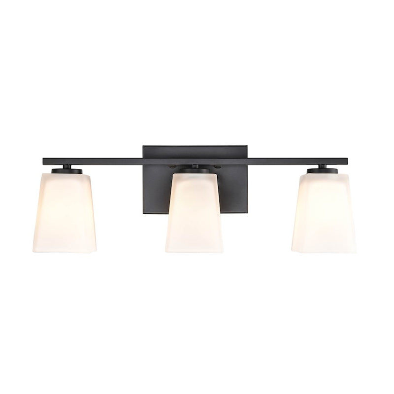 Millennium Lighting 3 Light Vanity, Matte Black/Etched White