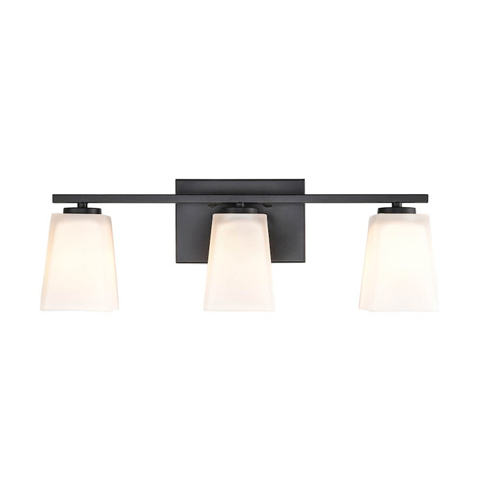 Millennium Lighting 3 Light Vanity, Matte Black/Etched White