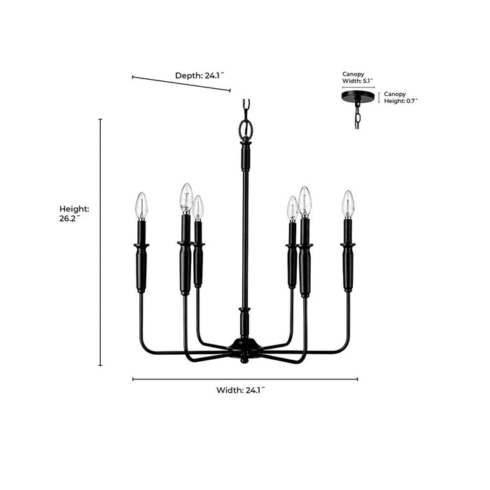 Millennium Lighting Savanne 6Lt 26" Chandelier, Black