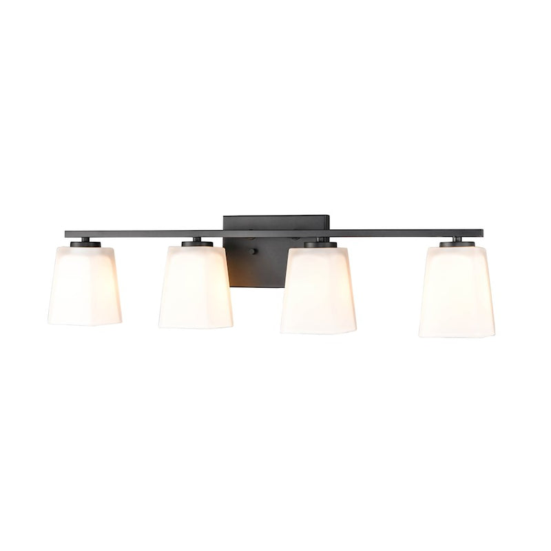 Millennium Lighting 4 Light Vanity, Matte Black/Etched White