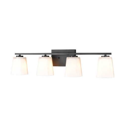 Millennium Lighting 4 Light Vanity, Matte Black/Etched White