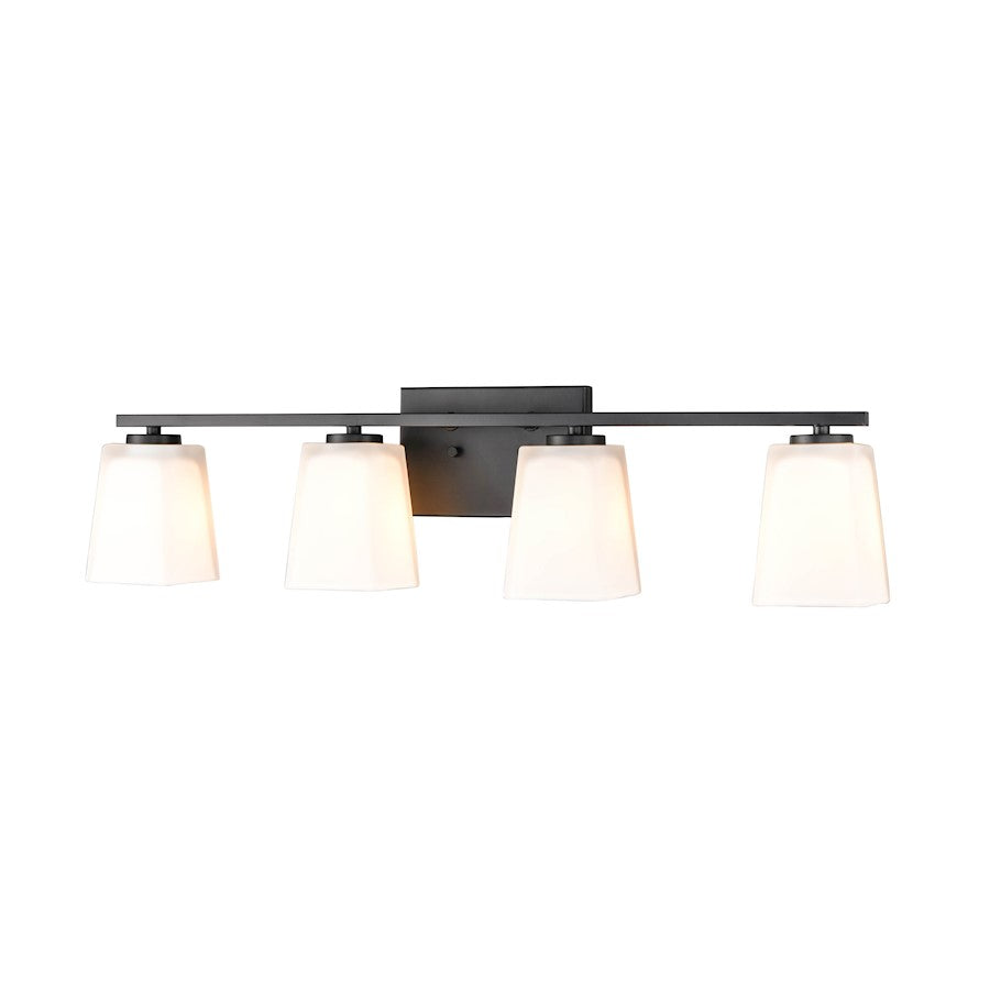 Millennium Lighting 4 Light Vanity, Matte Black/Etched White