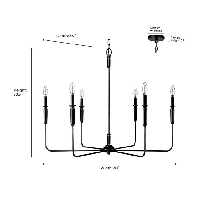 Millennium Lighting Savanne 6Lt Chandelier, Textured White