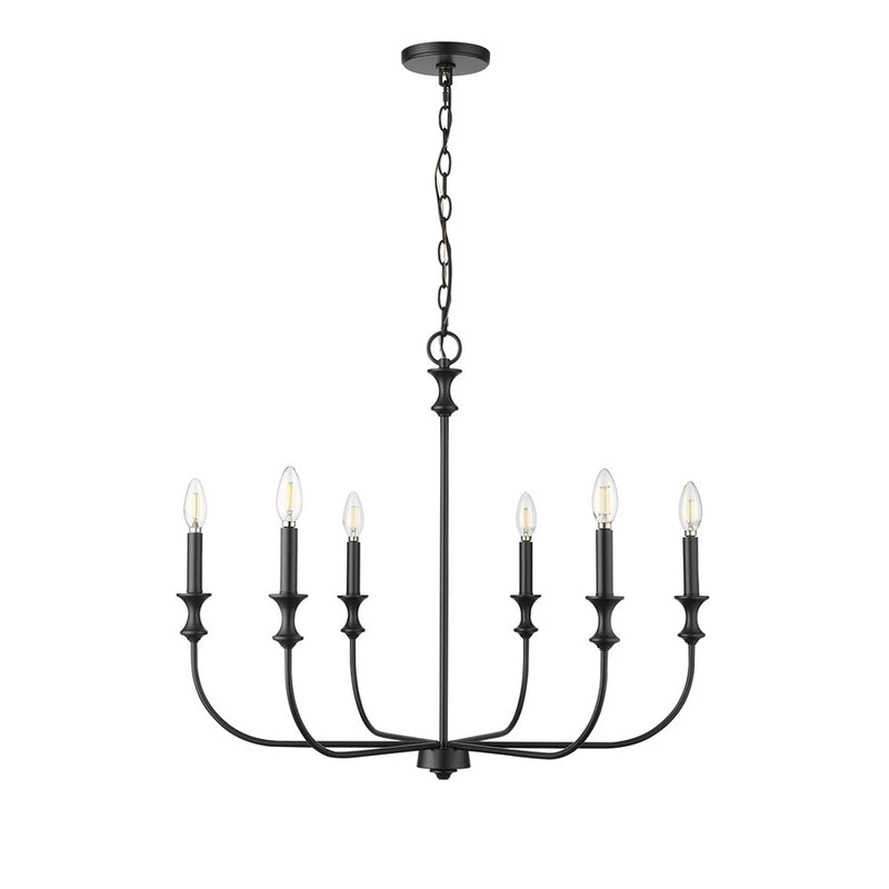 Millennium Lighting Savanne 6Lt 25" Chandelier, Black - 29506-MB