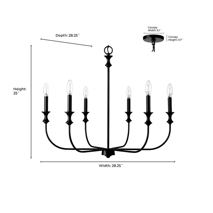 Millennium Lighting Savanne 6Lt Chandelier, Vintage Brass