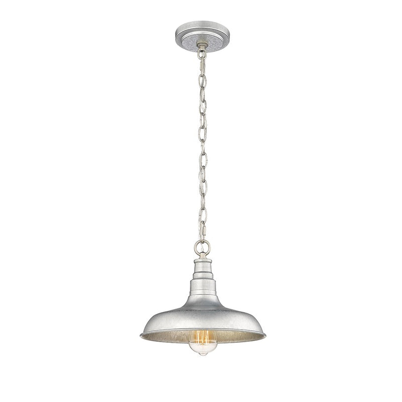 Millennium Lighting Milltown 1 Light Outdoor Pendant, Galvanized