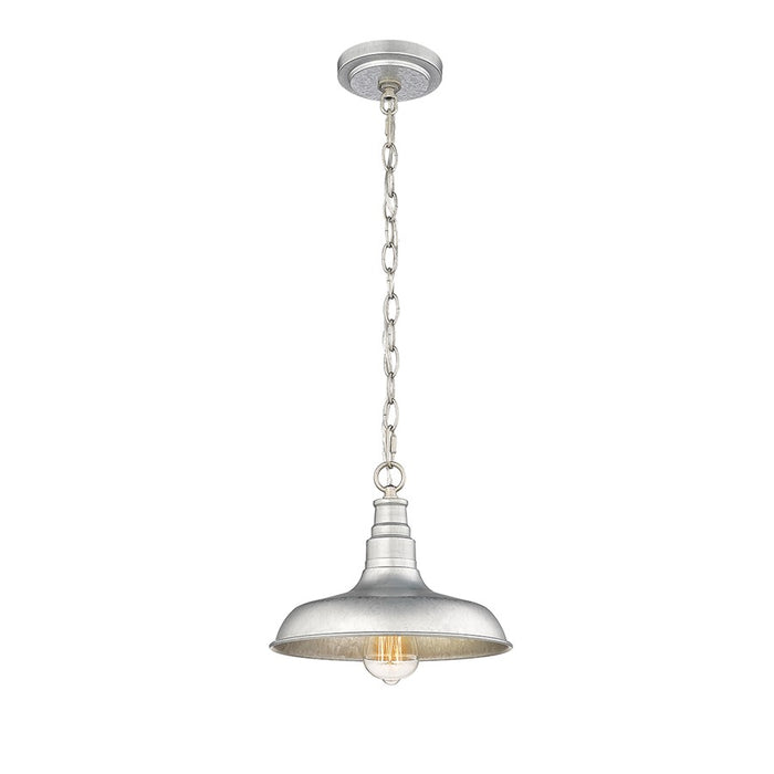 Millennium Lighting Milltown 1 Light Outdoor Pendant, Galvanized