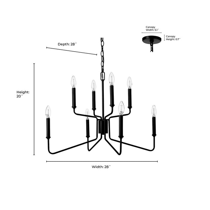 Millennium Lighting Savanne 8Lt Chandelier, Black