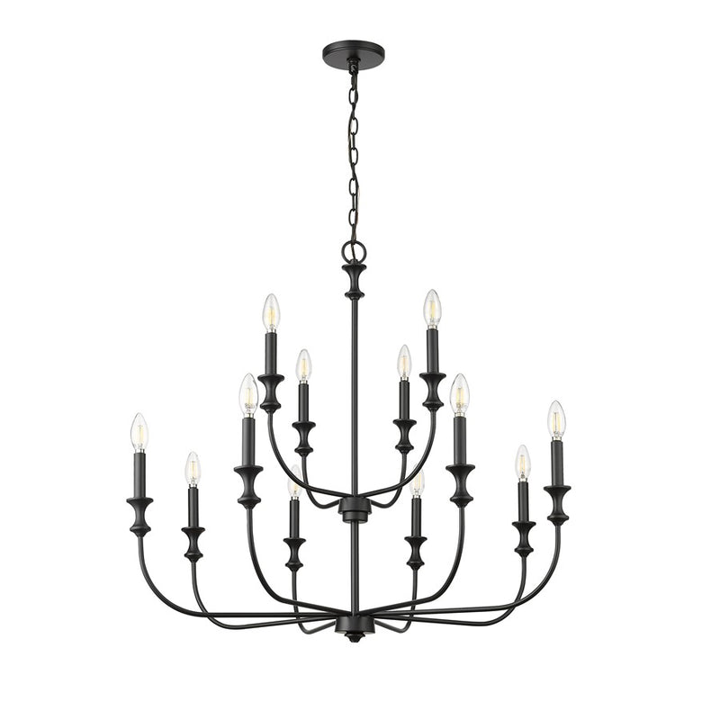 Millennium Lighting Savanne 12Lt Chandelier, Black