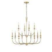 Millennium Lighting Savanne 12Lt Chandelier, Vintage Brass - 29612-VB
