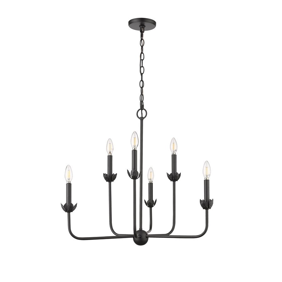 Millennium Lighting Freesia 6 Light 25" Chandelier, Matte Black - 29706-MB