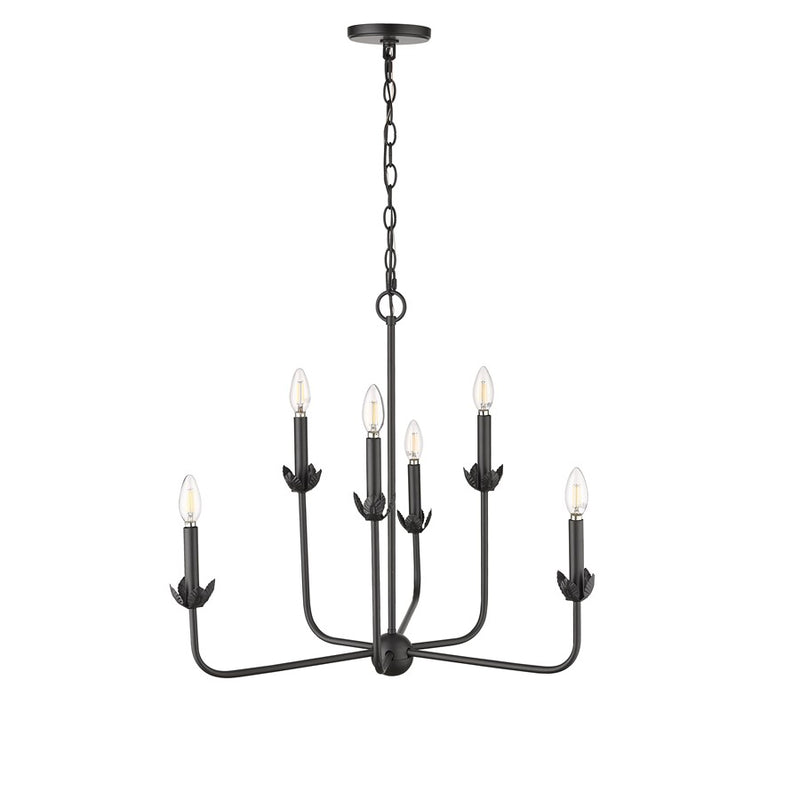 Millennium Lighting Freesia 6 Light 25" Chandelier, Matte Black