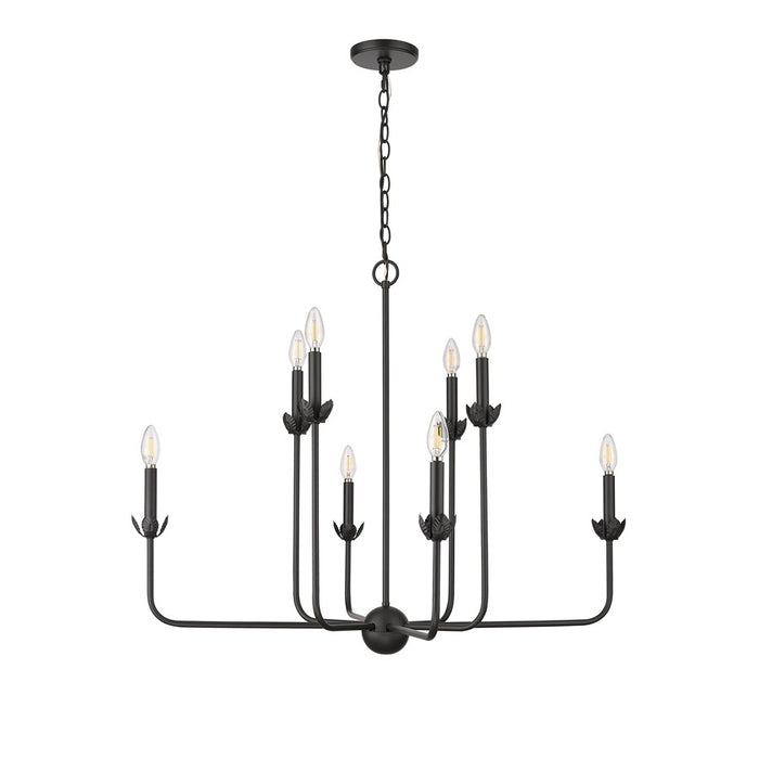Millennium Lighting Freesia 8 Light Chandelier, Matte Black - 29708-MB