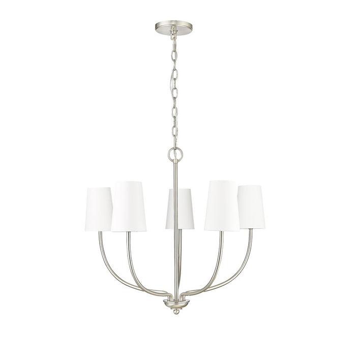 Millennium Lighting Kandor 5Lt Chandelier, Nickel/White Fabric - 29905-BN