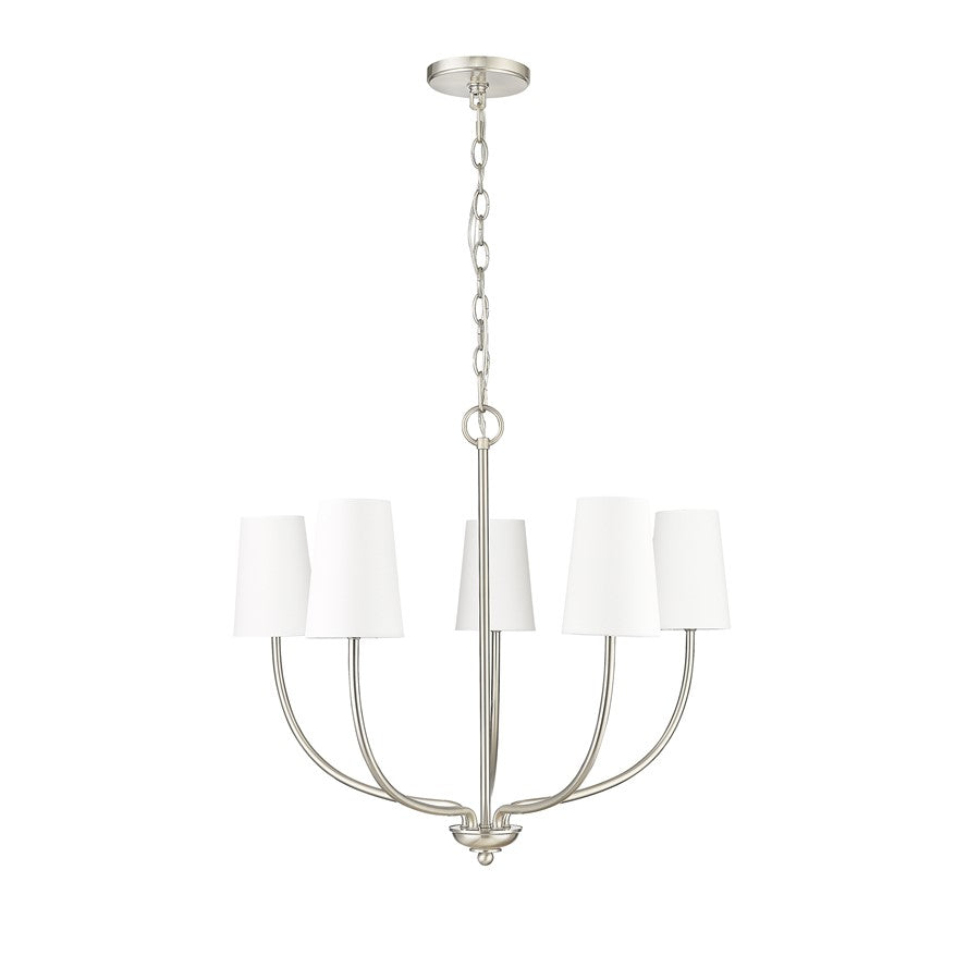 Millennium Lighting Kandor 5Lt Chandelier, Nickel/White Fabric - 29905-BN