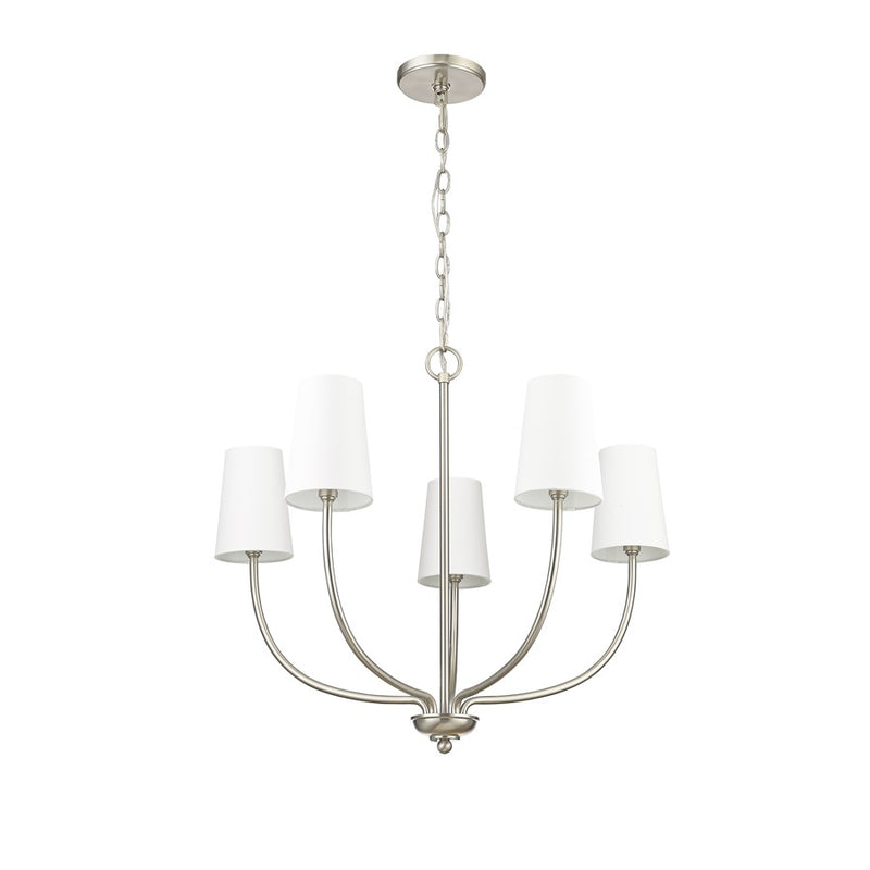 Millennium Lighting Kandor 5Lt Chandelier, Nickel/White Fabric