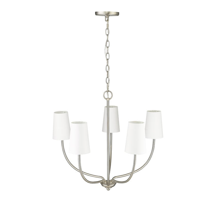 Millennium Lighting Kandor 5Lt Chandelier, Nickel/White Fabric