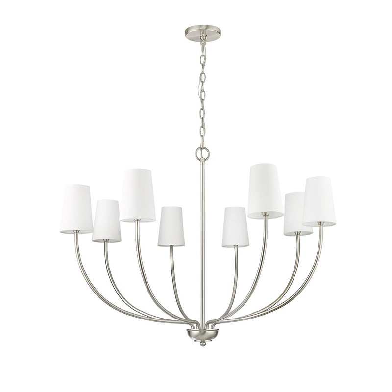 Millennium Lighting Kandor 8Lt Chandelier, Nickel/White Fabric