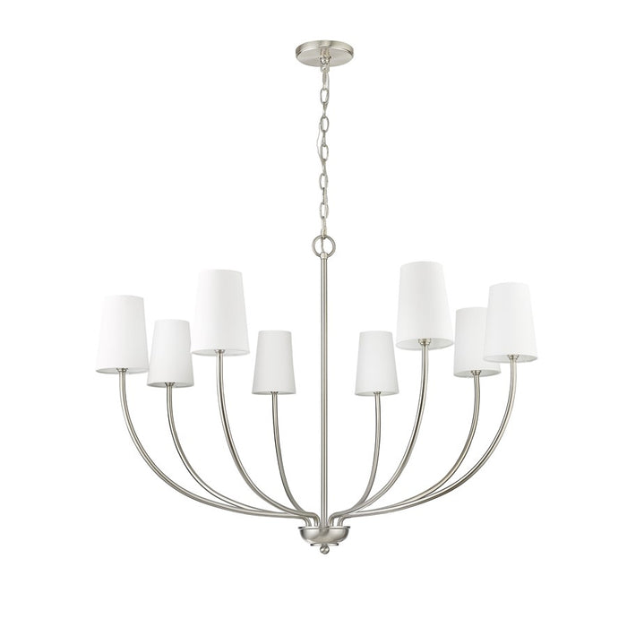 Millennium Lighting Kandor 8Lt Chandelier, Nickel/White Fabric