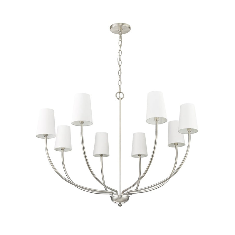 Millennium Lighting Kandor 8Lt Chandelier, Nickel/White Fabric