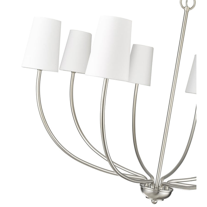 Millennium Lighting Kandor 8Lt Chandelier, Nickel/White Fabric