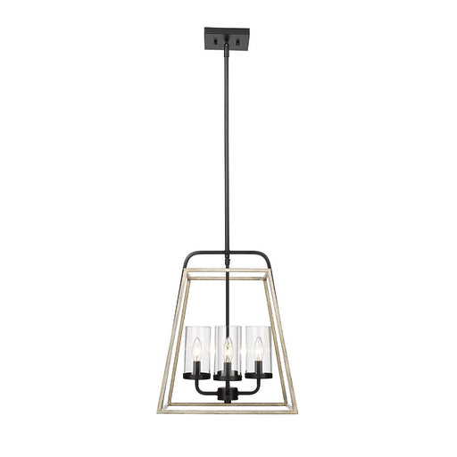 Millennium Lighting Bonnie 4Lt Pendant, Black/Grey Wood - 3004-MB-GW