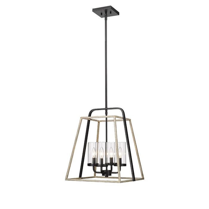 Millennium Lighting Bonnie 4Lt Pendant, Black/Grey Wood